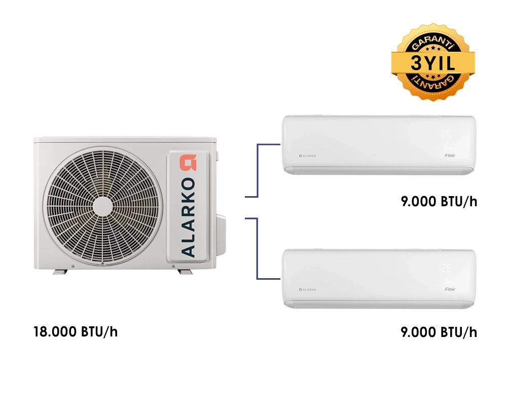 Alarko Flair 2M Multi Split Klima 9.000+9.000 BTU/h